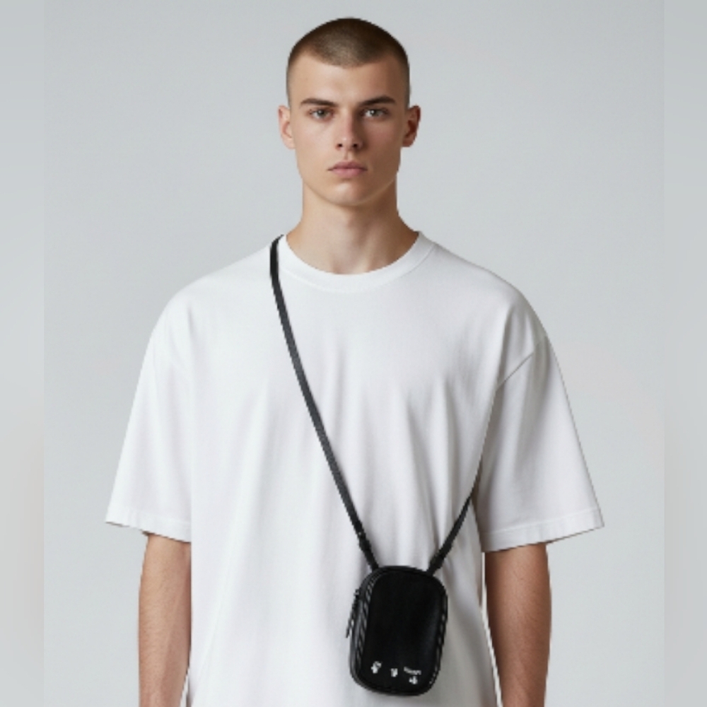 Off-White | Calfskin Crossbody Bag | Leather | Mens | Made In Italy - Picture 3 of 16